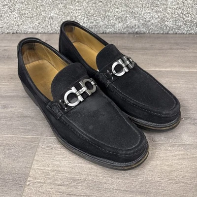Salvatore Ferragamo Black Suede Loafers Shoes Men's Size 10 D - Image 1 of 4