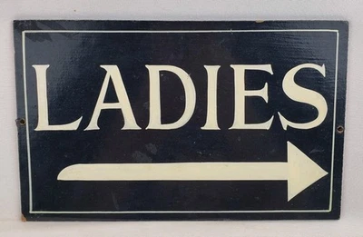 Antiguo letrero vintage de baño para damas con publicidad Art Deco pintado a mano Foto 1 de 4