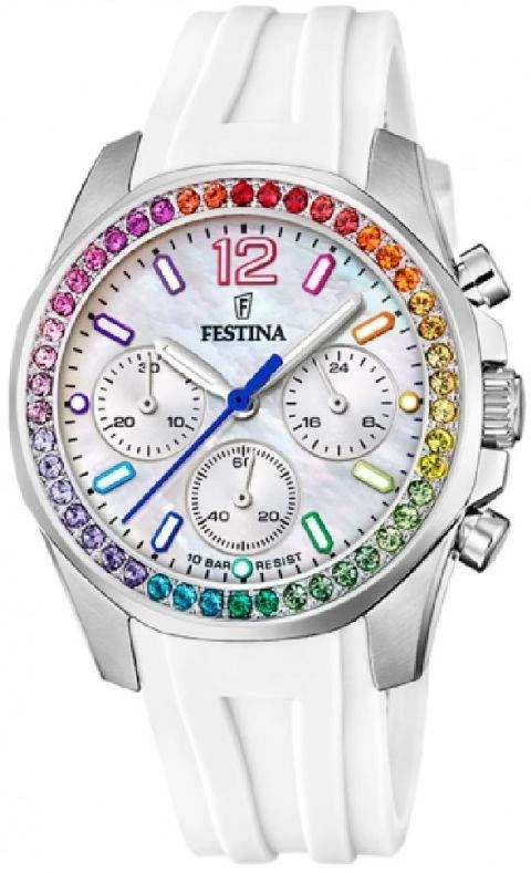 Orologio Donna Festina Gomma Rainbow Cronografo F20610/2 Bianco - Immagine 1 di 1