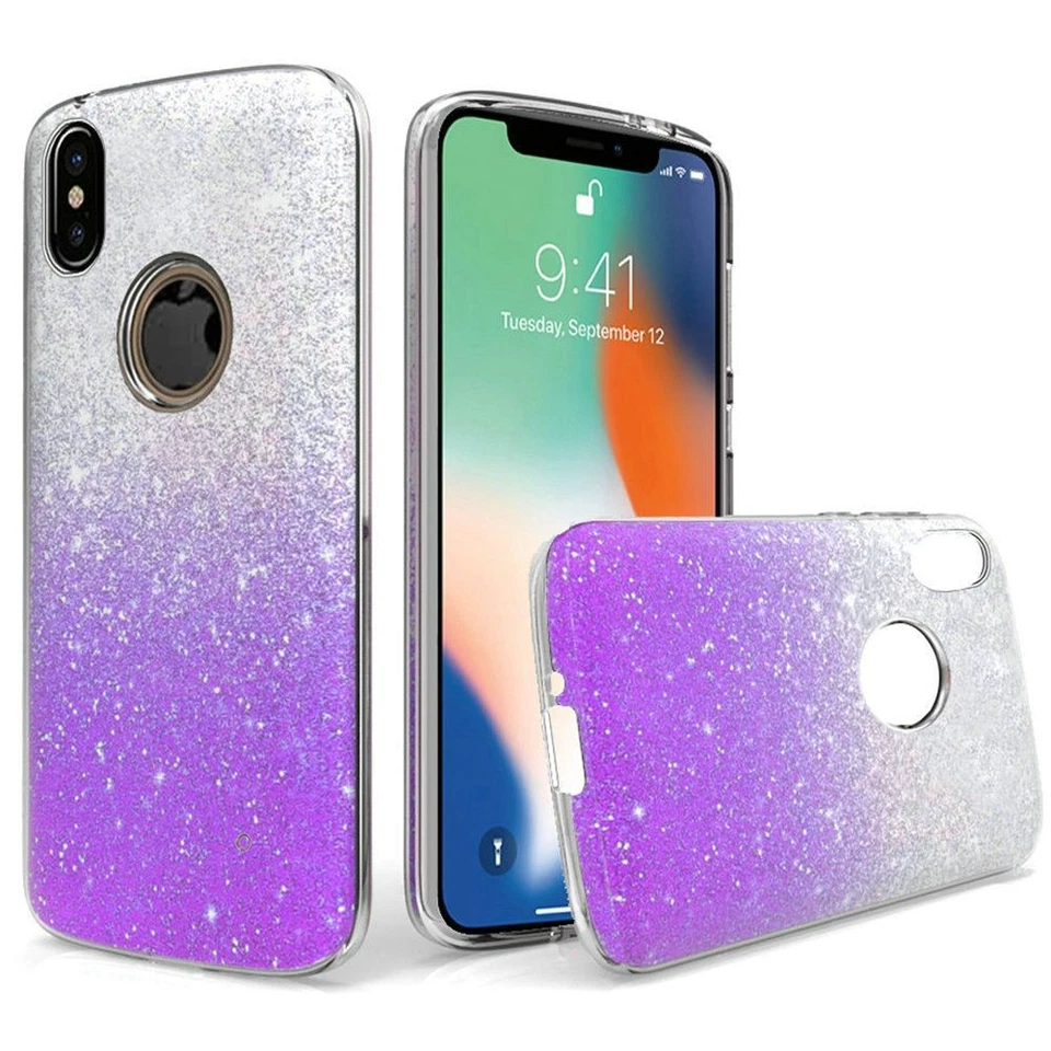 "GSA Purple/Silver Glitter Hybrid Case for iPhone XS Max (6.5")" - Image 1 of 1
