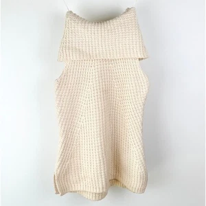 Max Studio: Wollmischung ärmellos Rippstrick Wasserfallausschnitt Pullover Tunika creme: L - Bild 1 von 11