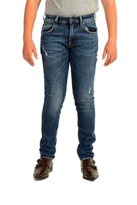 Pantalones de mezclilla Dolce & Gabbana para hombre ajustados súper elásticos azules desgastados EE. UU. 30 IT 46 - Imagen 1 de 5
