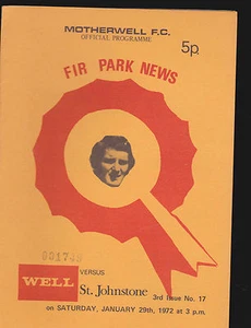 Motherwell FC Official Programme- Fir Park News- vs St Johnstone Jan 29 1972 - Picture 1 of 1