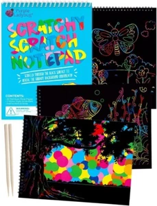 Rainbow Scratch Art Books x2, 20 Page, Stencils, PURPLELADYBUG, New Sealed Craft - Picture 1 of 5