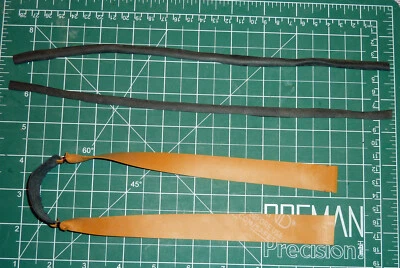 Joe Frisk slingshot bands. 3/4" to 1/2" tapered Theraband Gold replacement bands