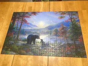 BEARS ~  1000 PC WOODEN JIGSAW PUZZLE ~ BEDTIME KISSES ~ ART, MARK KEATHLEY ~ EC - Picture 1 of 5