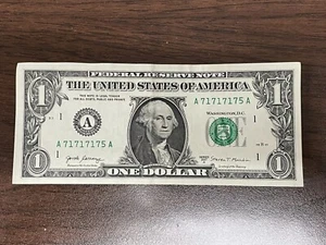 $1 Fancy Serial Number, Repeater, A71717175A - Picture 1 of 3