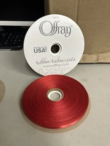 Set Of 2 Berwick Offray (RN17991) 3/8”x100Yds Red Double Face Satin Ribbon - Picture 1 of 6