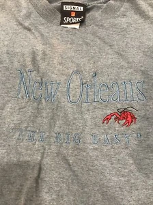 Vtg New Orleans The Big Easy Embroidered T-Shirt Single Stitch XL Signal Sports - Picture 1 of 8