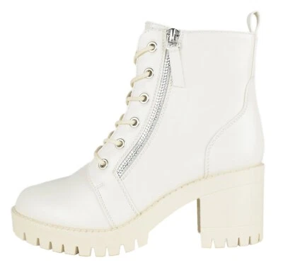 TOP MODA Botas Femininas Salto Combate Sola Tornozelo Zíper BIANCA90 De-branco - Imagem 1 de 4