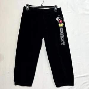 Disney Mickey Mouse Jogger Pants Junior Medium Black Cotton Pockets Drawstring - Picture 1 of 6