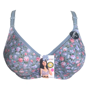 Soutien gorge 90C sans armatures gris fleurs liberty roses lingerie femme - Picture 1 of 1