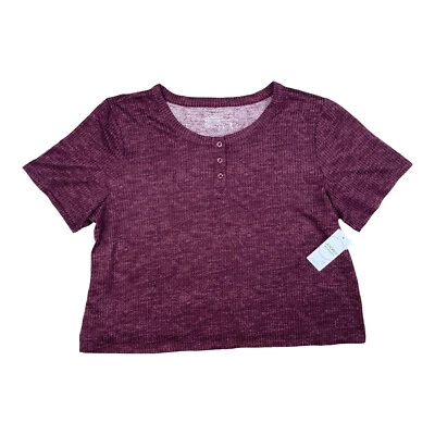 Jockey Ribbed Microfiber Stretch  Maroon Short Sleeve Lounge Shirt  XL - Image 1 of 4