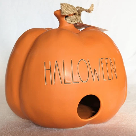 Rae Dunn Halloween Pumpkin Birdhouse Orange New in Box Cover