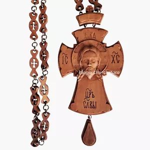 "Crucifijo de madera cristiano cruz pectoral iglesia ortodoxa Jesucristo 5,7" - Imagen 1 de 3