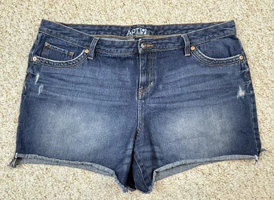 APT. 9 Pantalones cortos de mezclilla desgastados para mujer talla 18, dobladillo crudo (cintura 40") Foto 1 de 4