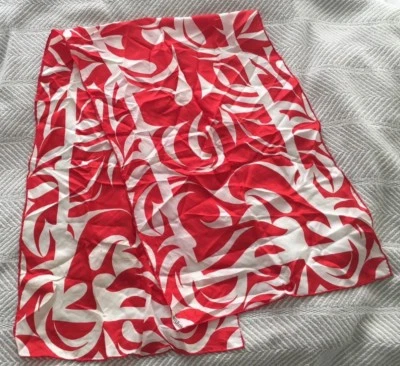 Bufanda Mezcla Seda Rojo y Blanco Remolino De Colección Hecha en Japón RN 33895 Foto 1 de 4