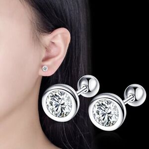 1-4Pair Circular Sliver Heart Stud Earrings Jewellery Women Girls Ear Stud💕Gift
