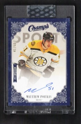 2023-24 Upper Deck Clear Cut Champ's Champs Auto Blue Rookie Matthew Poitras /50 - Image 1 of 2