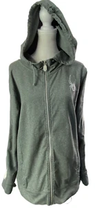 SPYDER Women Full Zip Hoodie Size XL Gray Long Stripe Sleeves Casual Street 64-5 - Picture 1 of 14