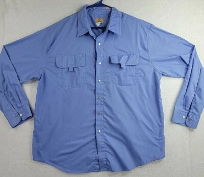 Haband Travelers Lightweight Blue Pearl Snap Long Sleeve Shirt Mens XL - Image 1 of 4