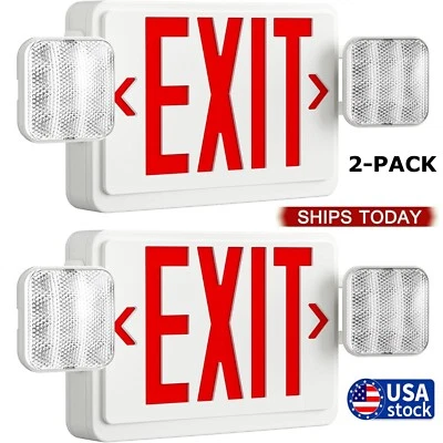 2 Packs Red Letter Emergency Exit Light Led Exit Signs Combo with Battery Light - Image 1 of 4