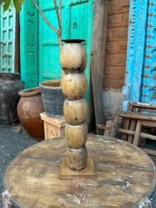 Antiguo candelabro de madera tallado a mano de 17 X 5"" - Imagen 1 de 8
