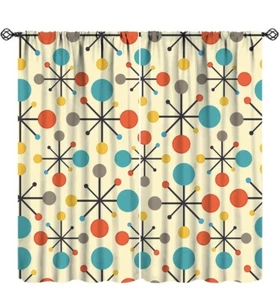 Mid Century Curtains,Mid Century Fifties Modern Retro Colors Pattern Blackout... - Picture 1 of 8