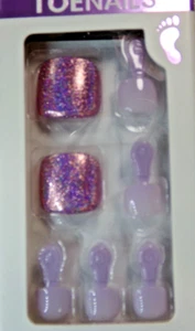 IMPRESS Color PEDICURE TOENAILS Press On Purple Lavander with Halo Accents - Picture 1 of 3