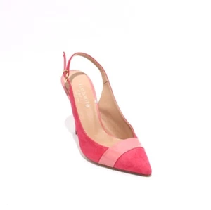 Isabelle 136b Pink Suede Leather Pointy Slingbacks Heel Pumps 36.5 / US 6.5 - Picture 1 of 8