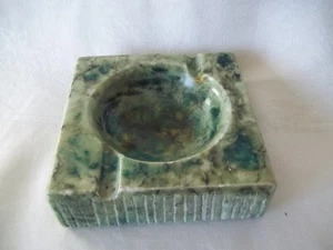 Vintage Genuine Alabaster Green Ashtray Hand Carved In Italy - Picture 1 of 6