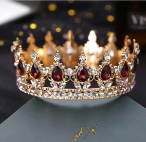 CRYSTAL TIARA PAGEANTS WEDDING BRIDE RHINESTONE CROWN QUEEN BRIDAL HAIR HEADBAND - Picture 1 of 2