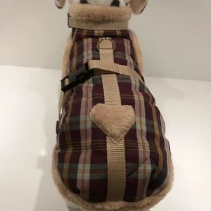 Abrigo de invierno Chihuahua cachorros peluche perros XS S M carroza escocesa abrigo de perro corazón - Imagen 1 de 5