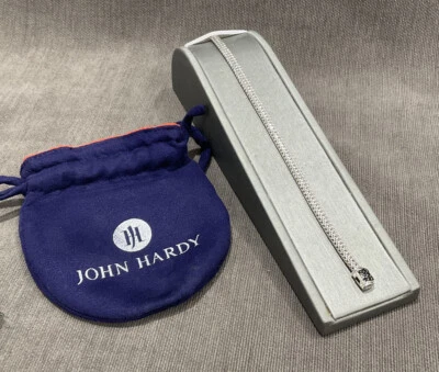 Brazalete para mujer John Hardy clásico cadena tejido plateado cierre zafiro azul Foto 1 de 4