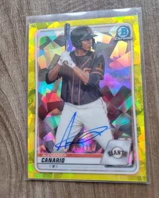 Alexander Canario Signed 2020 Bowman Draft Baseball Card BD-12 Pirates Sapphire - Image 1 of 2