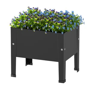14 Inch Small Metal Planter Box Raised Garden Beds Outdoor With Legs Clearance - Picture 1 of 7