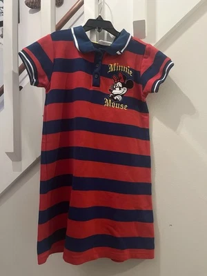 Disney Store Minnie Mouse Vestido Polo a Rayas para Niñas Rojo Azul Marino NIÑAS 7/8 Foto 1 de 4