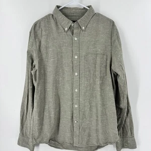 Club Monaco Slim Fit Button Down Shirt Mens Large Green Linen Blend Casual - Picture 1 of 7