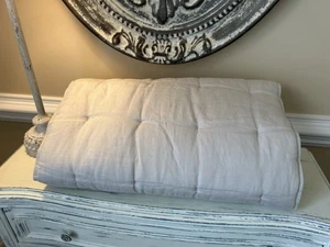 West Elm Quilted Sofa Overlay 84”x32” Frost Gray Fiber Dye NWOT READ - Picture 1 of 4