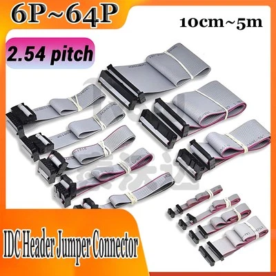 IDC Header Jumper Connector,2.54 pitch,6-64 Pin,Female,10CM-5M Flat Ribbon Cable - Image 1 of 4