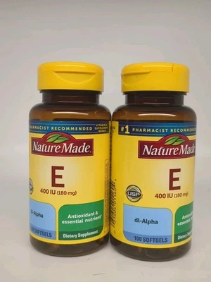 (2) Nature Made Vitamin E 400 Iu (180 mg) 100 Softgels Expiry 10/2029 - Image 1 of 3