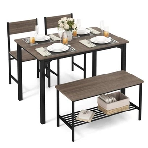 Dining Table Set for 4, Kitchen Table and 2 Chairs for 4 with Bench, 4 Piece ... - Picture 1 of 8