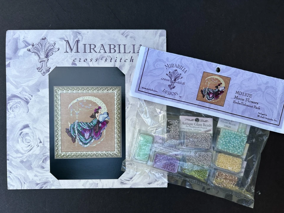 Cross Stitch Chart / Pattern Mirabilia Crescent Moon Flowers Woman #md137