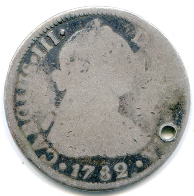 Mexico 2 Reales 1782 Mo F.F. KM-88.2   lotdec3844 - Image 1 of 2