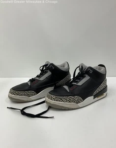 Nike Air Jordan 3 Retro OG Black Grey Red Basketball Sneakers Lace Sz 8.5 Shoes - Picture 1 of 6