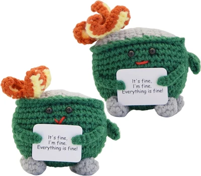 Adorno de fuego contenedor de basura de apoyo emocional - Peluche de ganchillo pequeño hecho a mano Foto 1 de 4