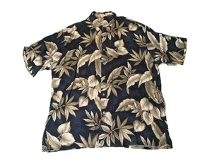 Campia Moda Men's Hawaiian Short Sleeve button up shirt Black Size XL GUC - Picture 1 of 7
