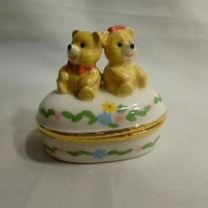 Trinket Box - Orsacchiotti e cuori dorati come Trinket, porcellana - NUOVO - Foto 1 di 7