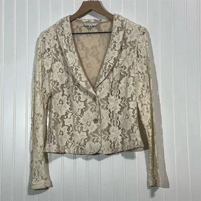 Cabi Lace Blazer Jacket 8 Ivory Floral Sheer Romantic Coquette Soft Goth Cottage - Image 1 of 4
