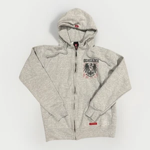 Y2K Quiksilver Sweatshirt Mens Medium Grey Hoodie Full Zip Lined Grunge Skate - Picture 1 of 9